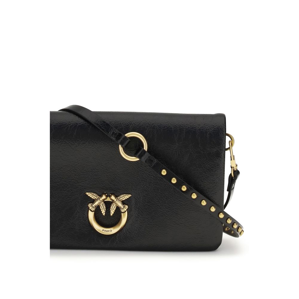 PINKO Black Calf Leather Bos Taurus Shoulder Bag - immagine 4