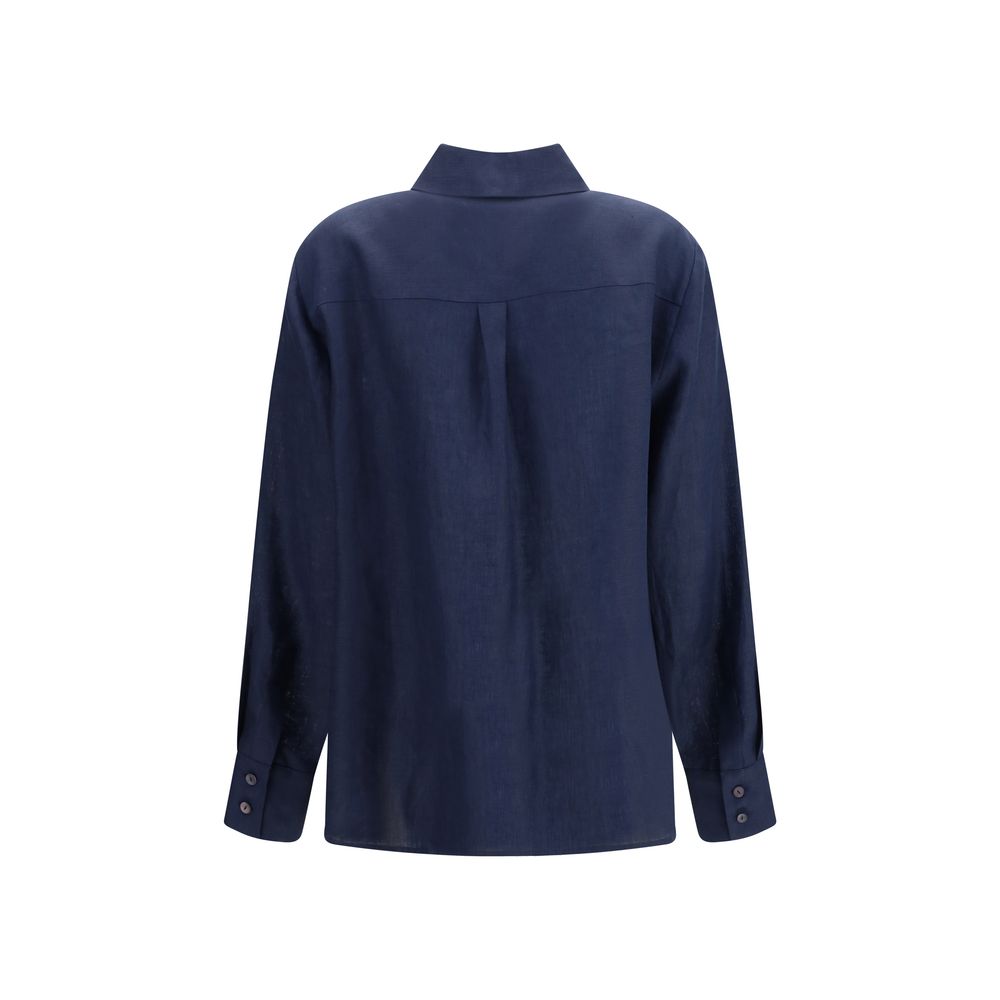 Lardini Blue Linen Dress Shirt - immagine 2