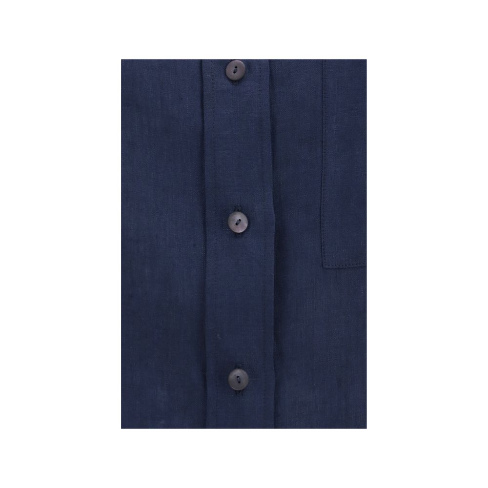 Lardini Blue Linen Dress Shirt - immagine 3