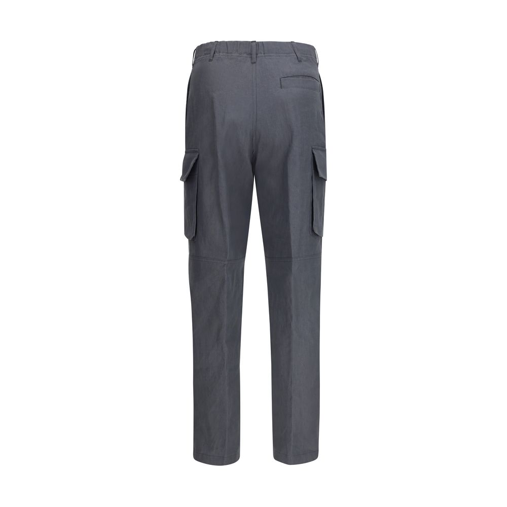 Lardini Gray Linen Cargo Pants - immagine 2