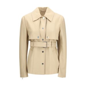 Max Mara Beige Lamb Ovis Aries Aries Leather Jacket