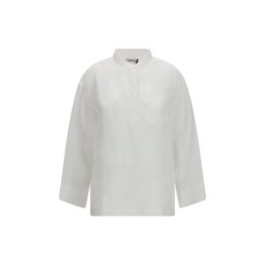 'S Max Mara White Linen Dress Shirt