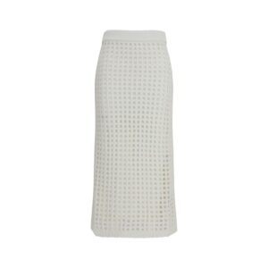Max Mara Pure White Cotton Midi Skirt
