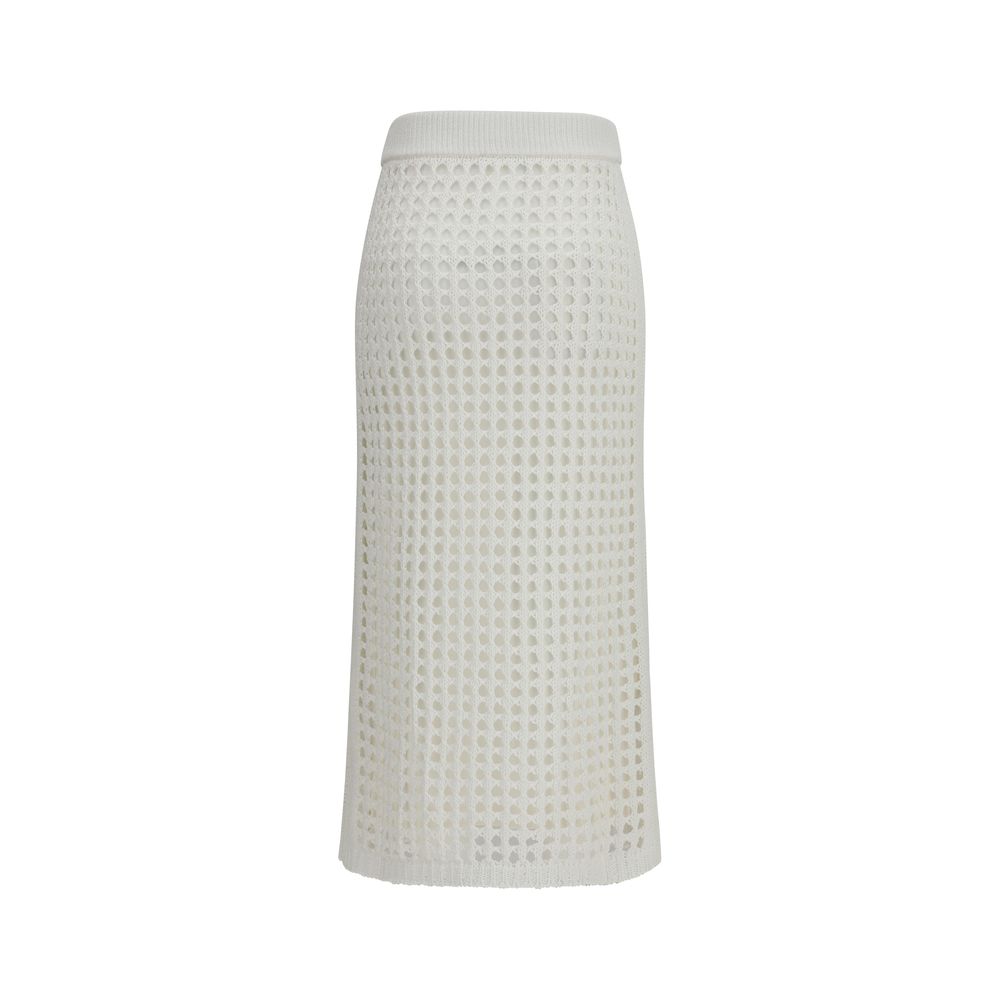 Max Mara Pure White Cotton Midi Skirt - immagine 2