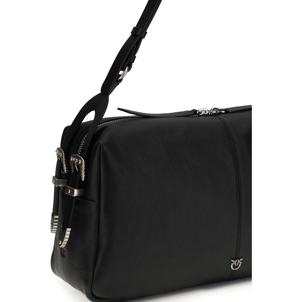 PINKO Black Calf Leather Bos Taurus Shoulder Bag - immagine 4