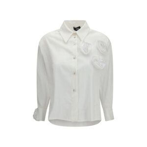 Ella White Cotton Pattern Shirt