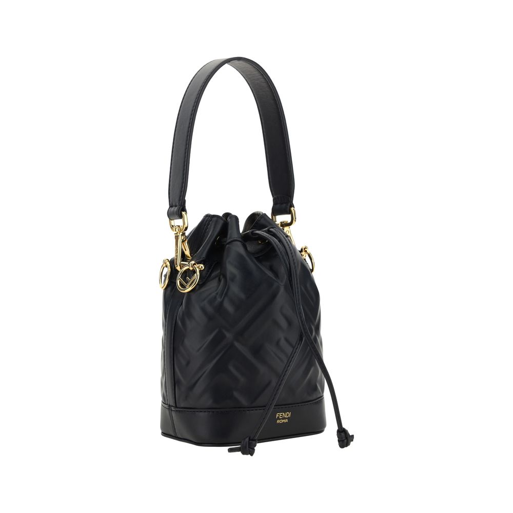 Fendi Black Calf Leather Bos Taurus Backet Bag - immagine 2