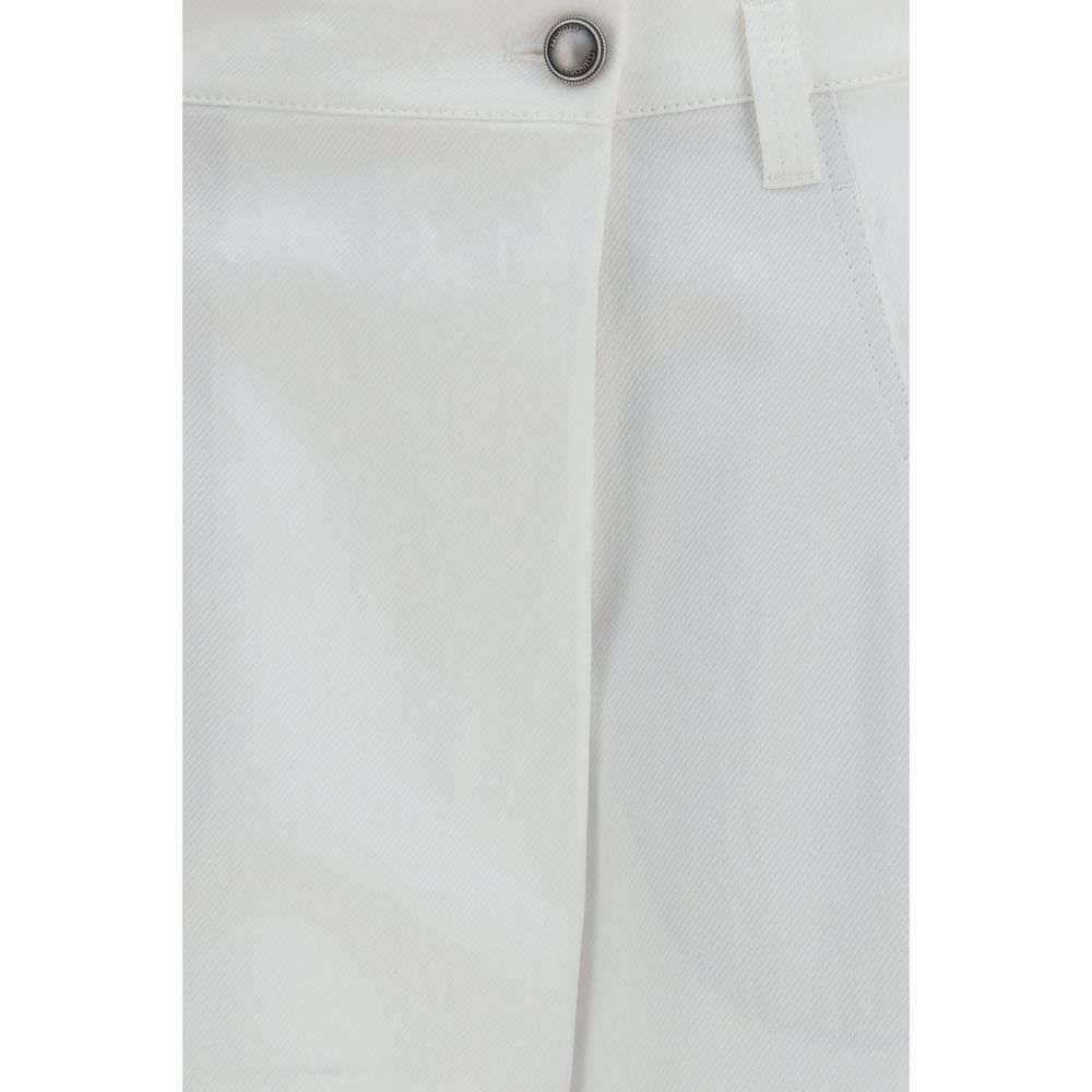 Brunello Cucinelli White Cotton Casual Pants - immagine 3