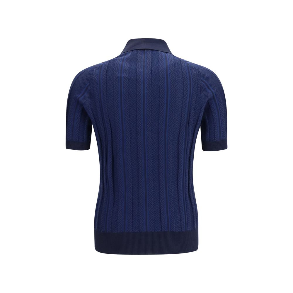 Brunello Cucinelli Blue Cotton Polo Shirt - immagine 2