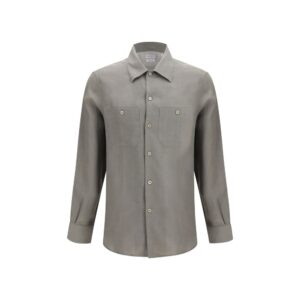 Brunello Cucinelli Bicolor Linen Dress Shirt