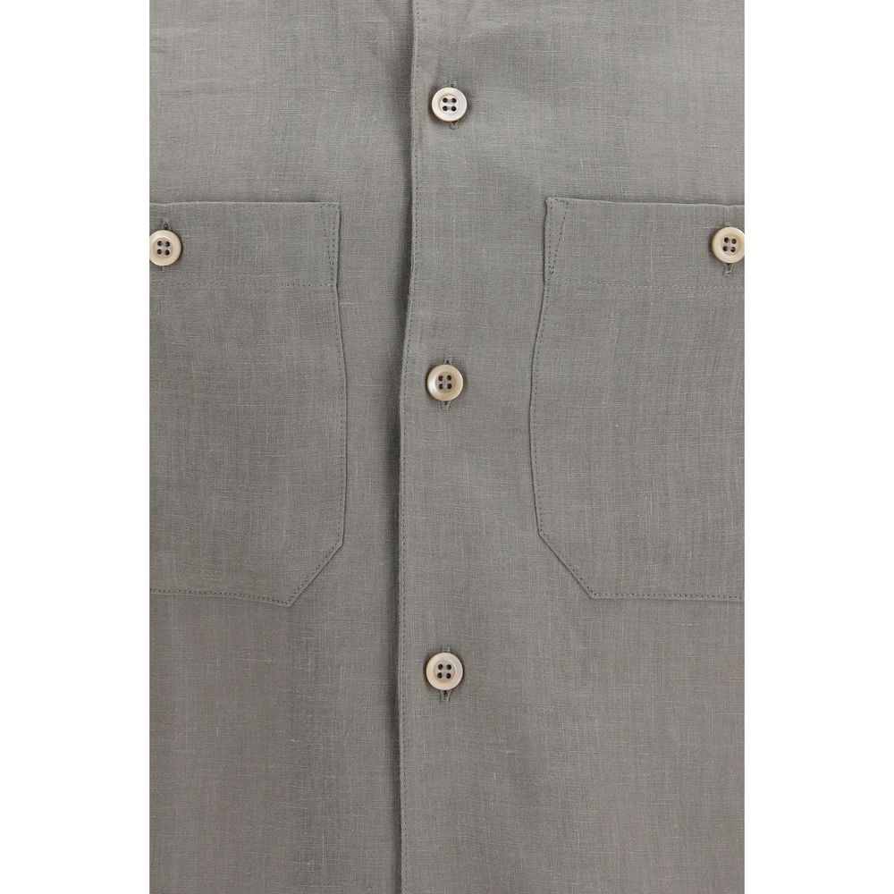 Brunello Cucinelli Bicolor Linen Dress Shirt - immagine 3