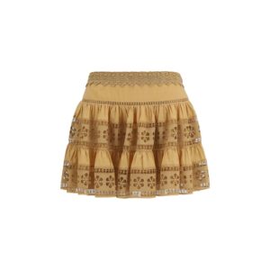 Charo Ruiz Brown Cotton Mini Skirt