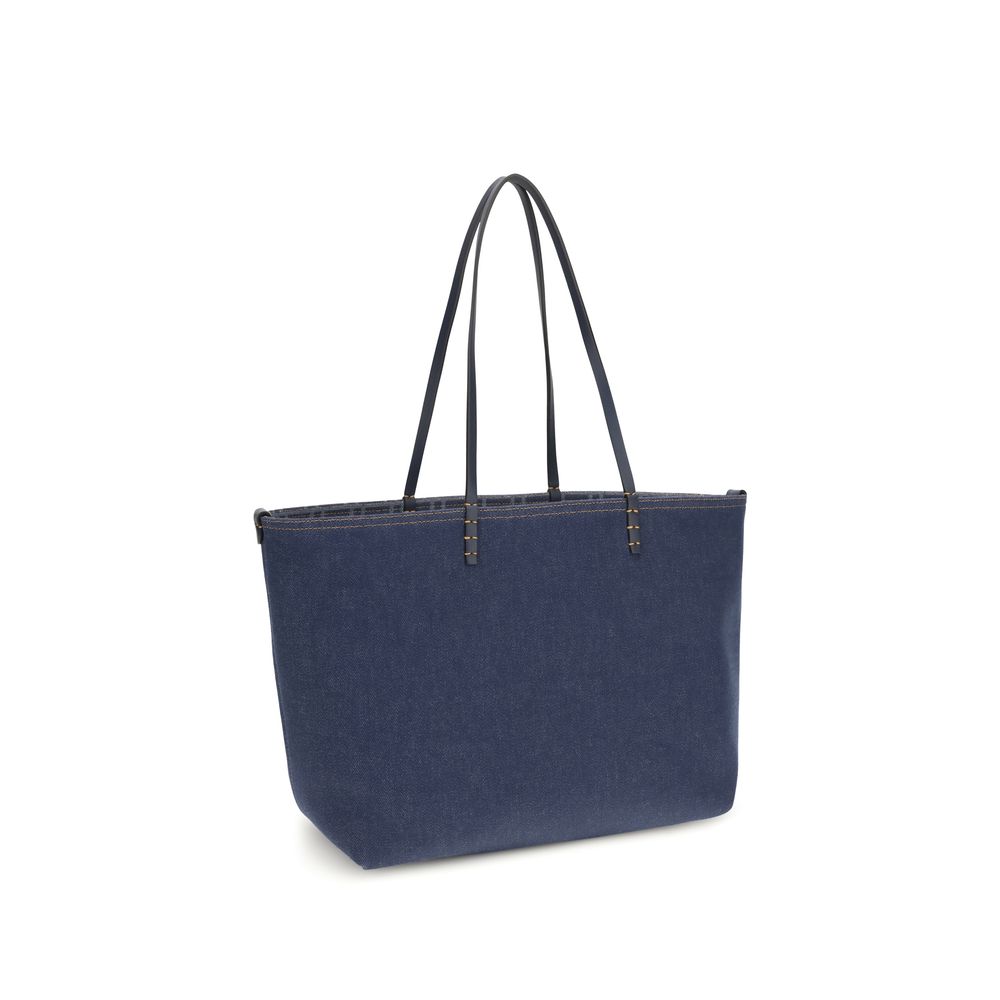 Fendi Blue Cotton Shoulder Bag - immagine 2