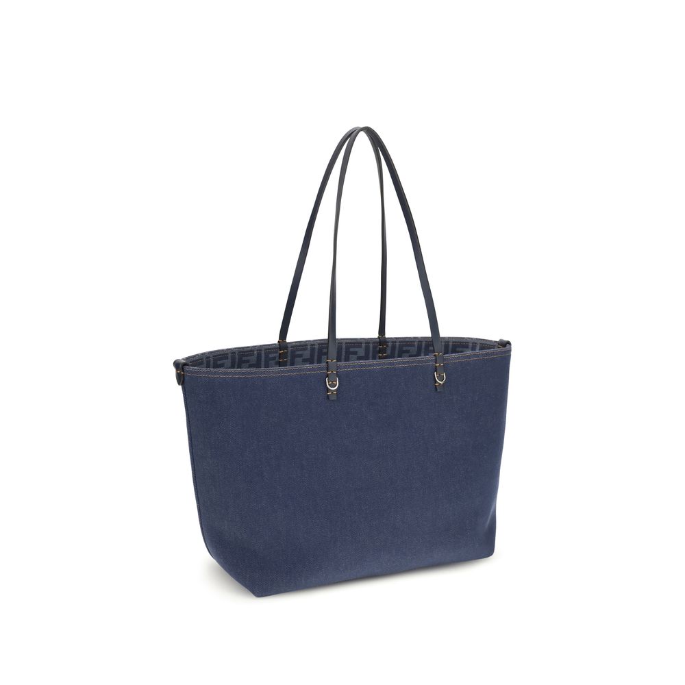 Fendi Blue Cotton Shoulder Bag - immagine 3