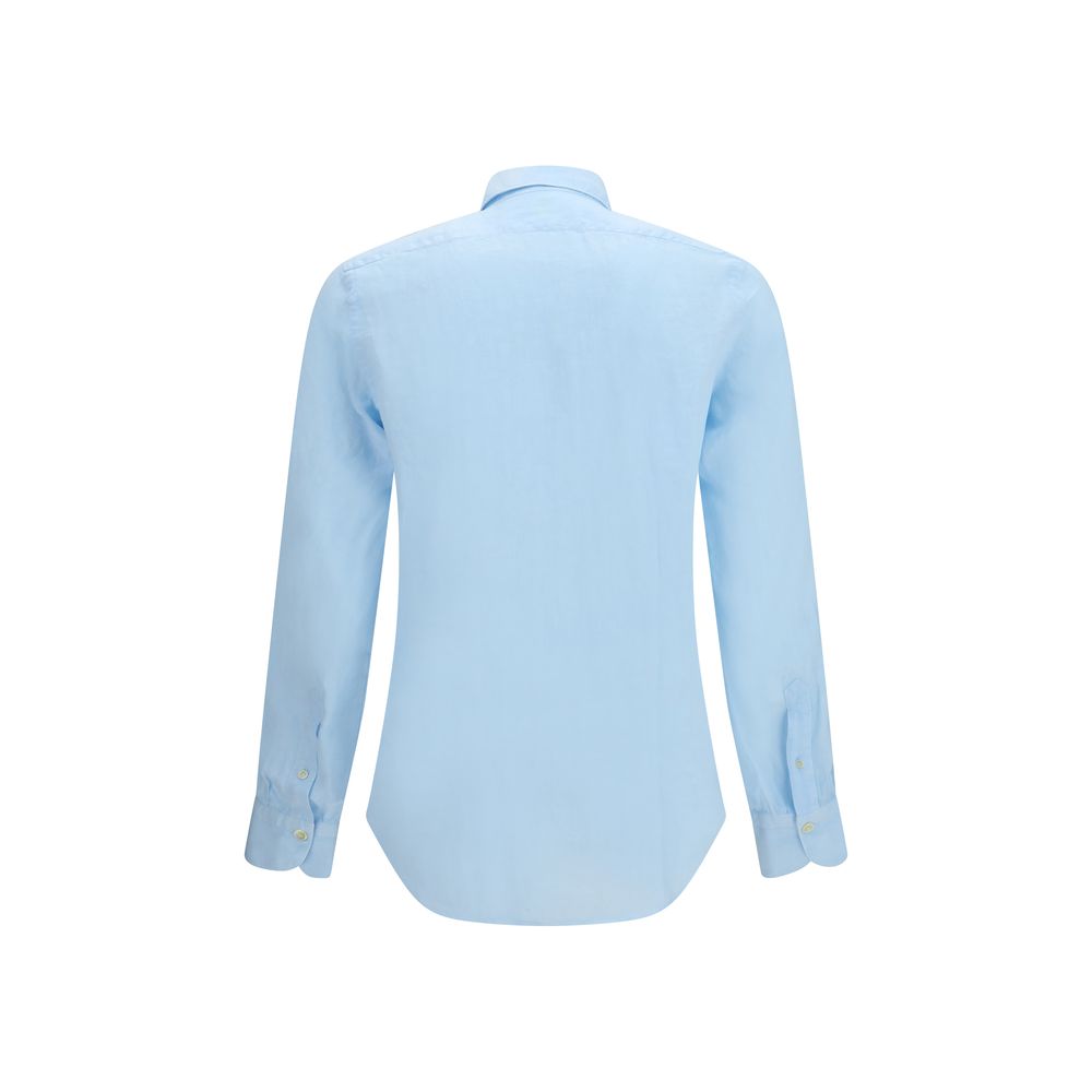 Finamore Blue Linen Longsleeve Shirt - immagine 2
