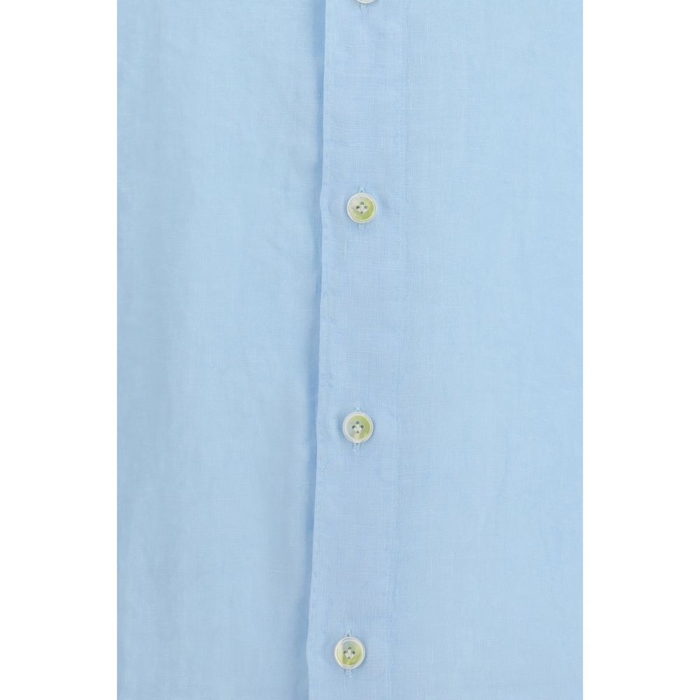 Finamore Blue Linen Longsleeve Shirt - immagine 3