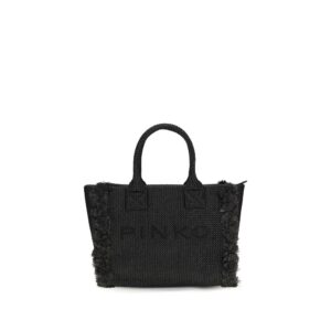 PINKO Black Raffia Shoulder Bag