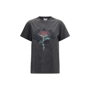 Ganni Gray Cotton T-Shirt