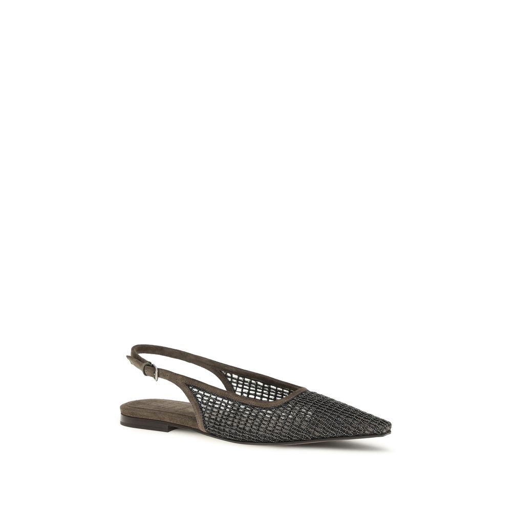 Brunello Cucinelli Brown Calf Leather Bos Taurus Ballet Flats - immagine 2