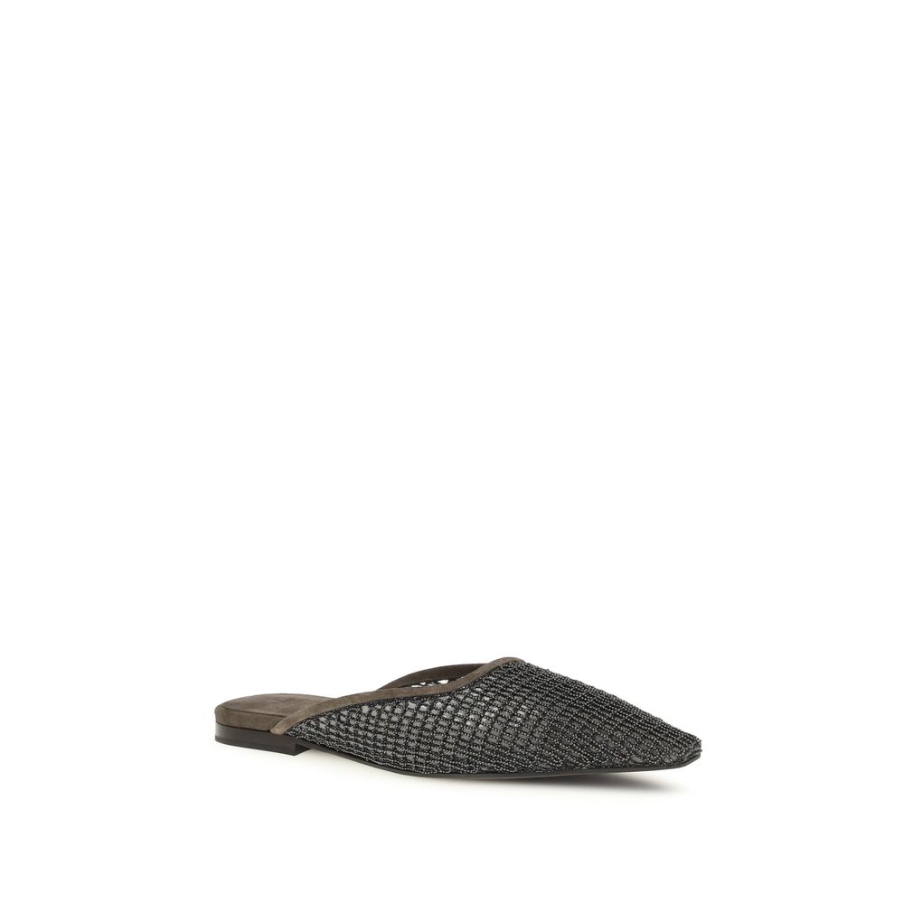 Brunello Cucinelli Brown Calf Leather Bos Taurus Ballet Flats - immagine 2