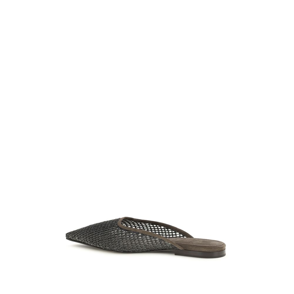 Brunello Cucinelli Brown Calf Leather Bos Taurus Ballet Flats - immagine 3
