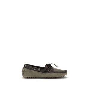 Brunello Cucinelli Gray Calf Leather Bos Taurus Slip-On Loafers