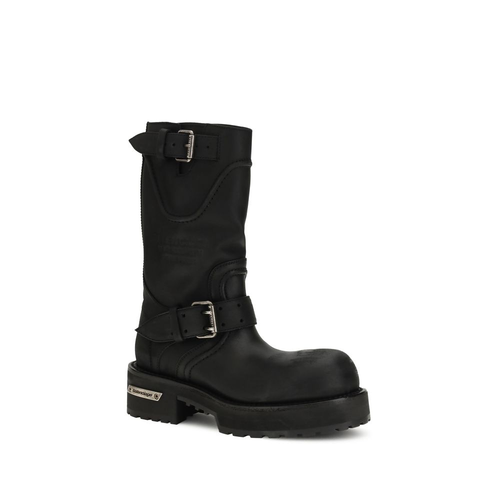 Balenciaga Black Calf Leather Bos Taurus Lace-Up Boots - immagine 2