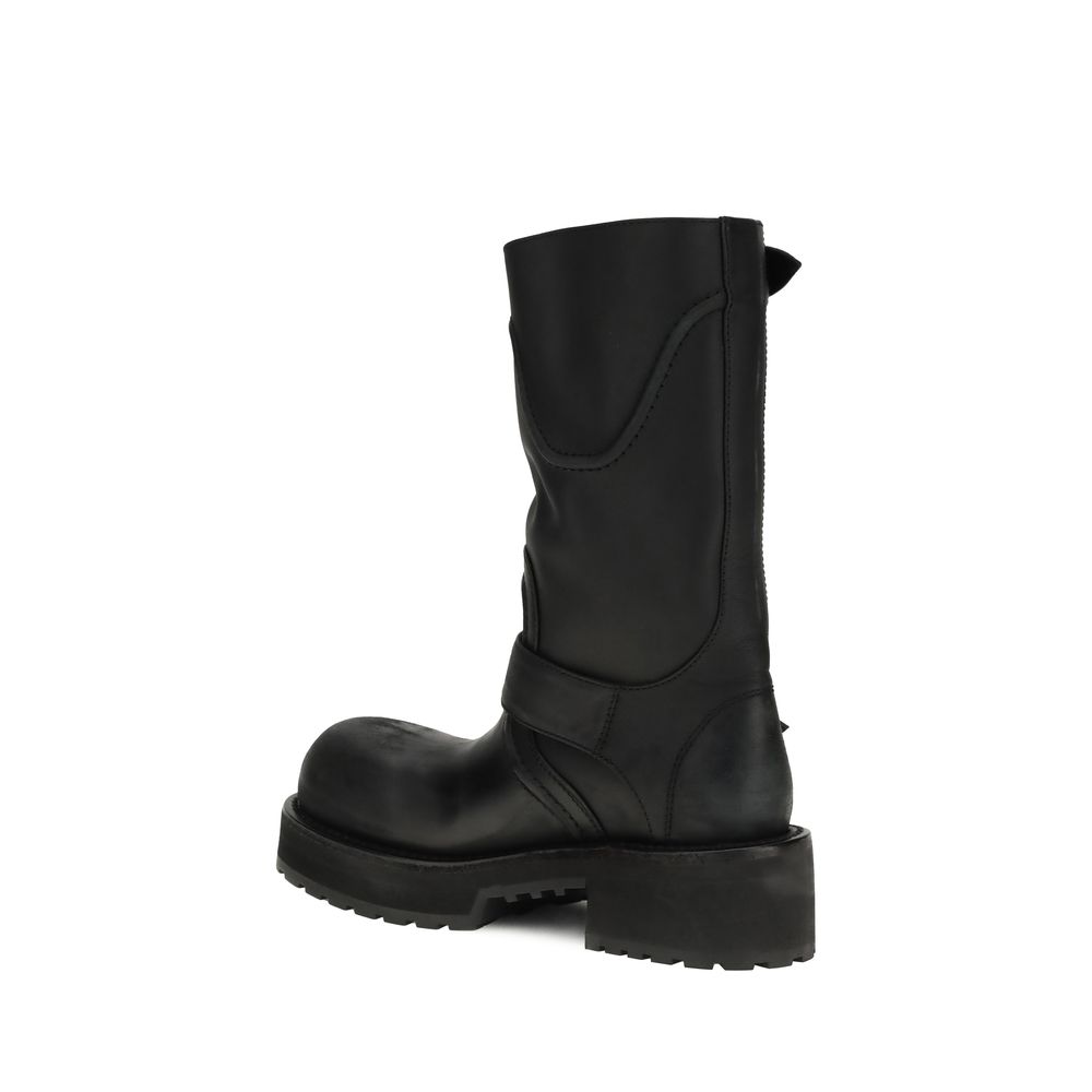 Balenciaga Black Calf Leather Bos Taurus Lace-Up Boots - immagine 3