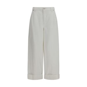 Brunello Cucinelli White Cotton Casual Pants