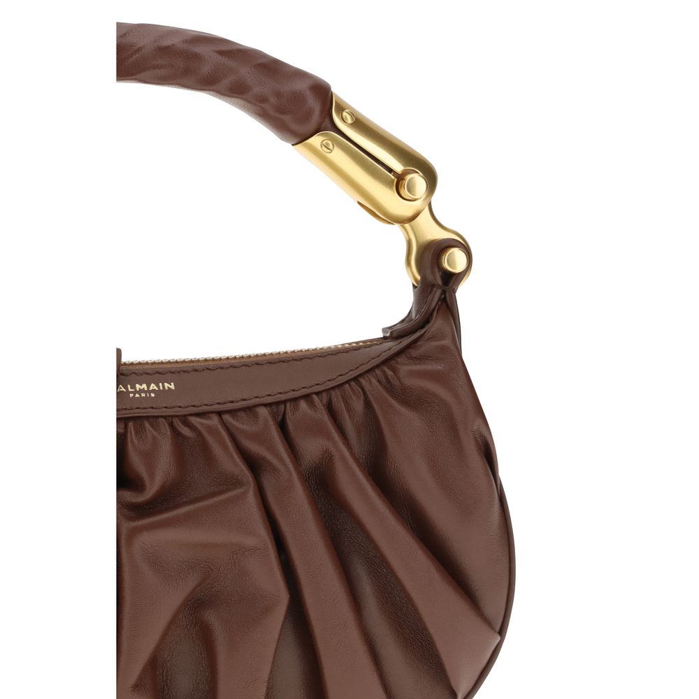 Balmain Brown Calf Leather Bos Taurus Shoulder Bag - immagine 4