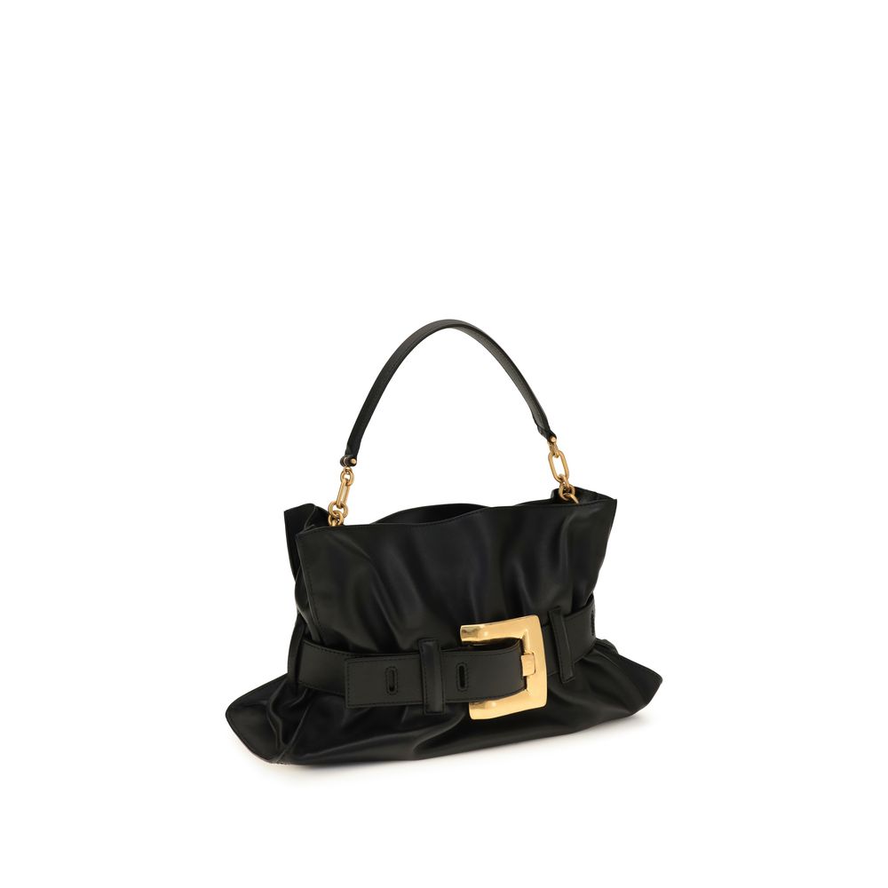 Balmain Black Calf Leather Bos Taurus Shoulder Bag - immagine 2
