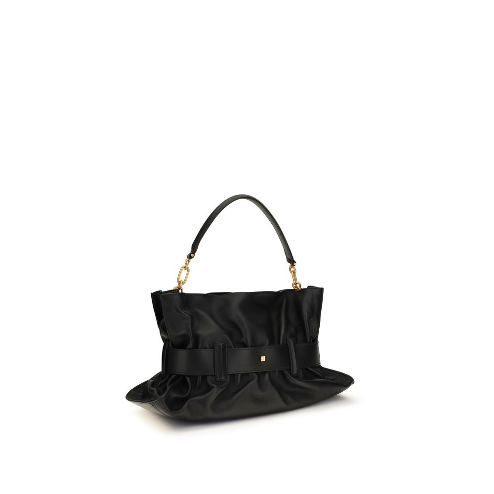 Balmain Black Calf Leather Bos Taurus Shoulder Bag - immagine 3
