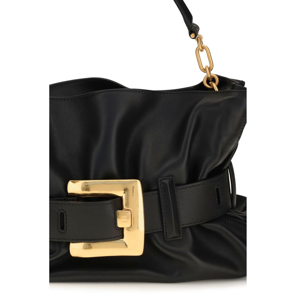 Balmain Black Calf Leather Bos Taurus Shoulder Bag - immagine 4