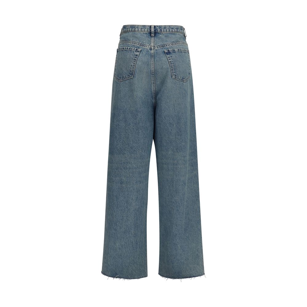 Maison Margiela Blue Cotton High-Waisted Jean - immagine 2