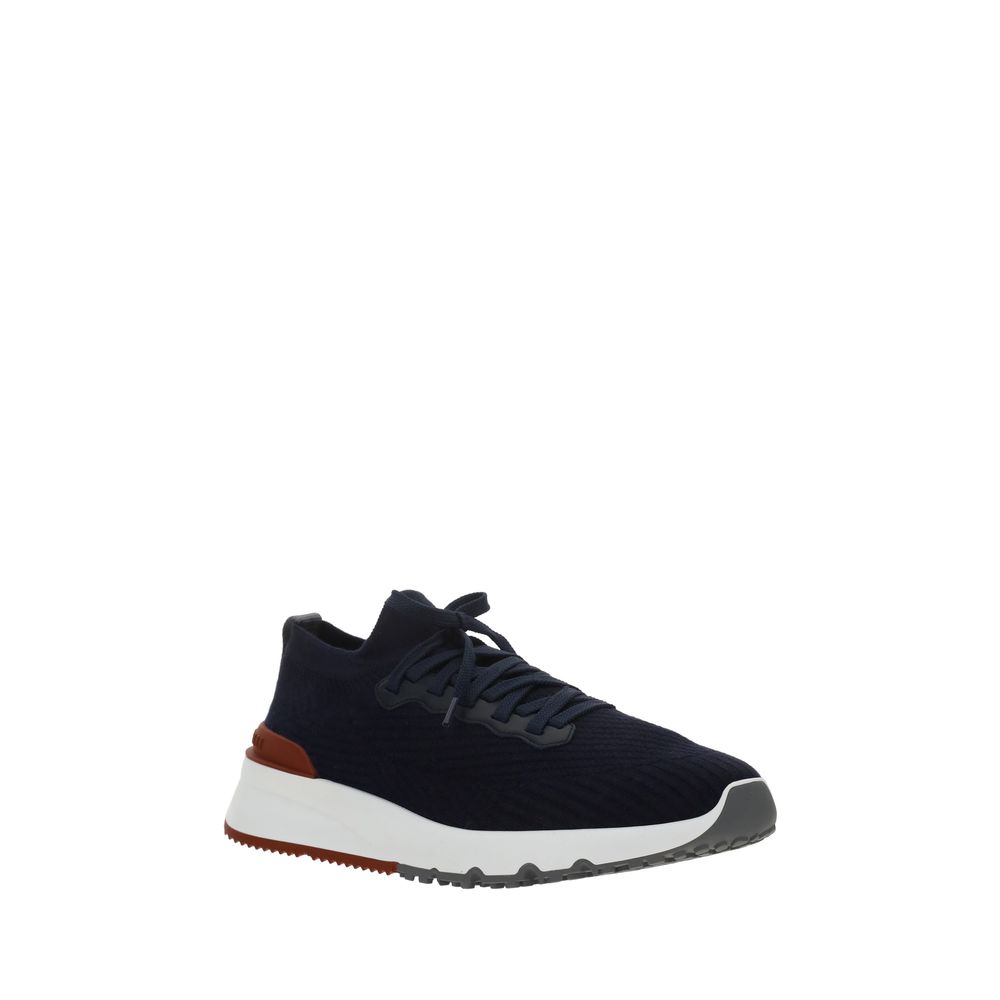 Brunello Cucinelli Blue Cotton Low Top Sneakers - immagine 2