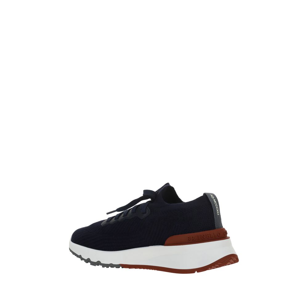 Brunello Cucinelli Blue Cotton Low Top Sneakers - immagine 3
