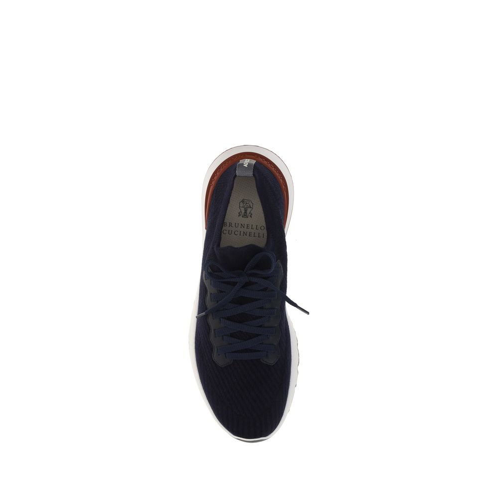 Brunello Cucinelli Blue Cotton Low Top Sneakers - immagine 4