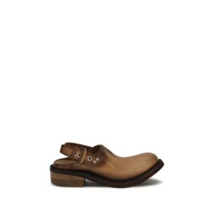 Miu Miu Brown Calf Leather Bos Taurus Mules