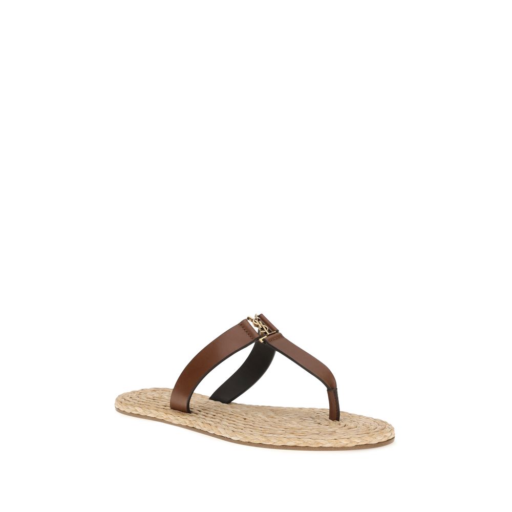 Saint Laurent Brown Calf Leather Bos Taurus Flat Sandals - immagine 2