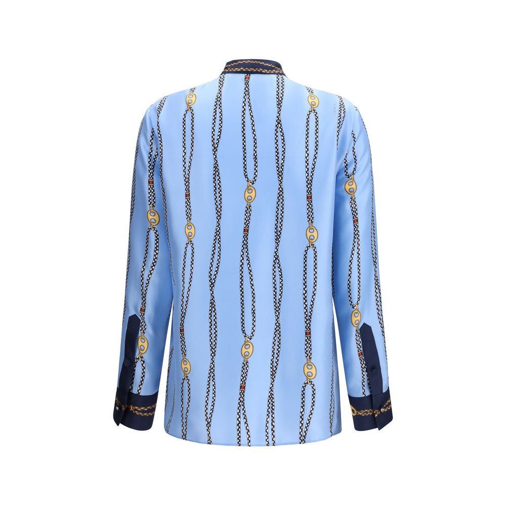 Gucci Blue Silk Pattern Shirt - immagine 2