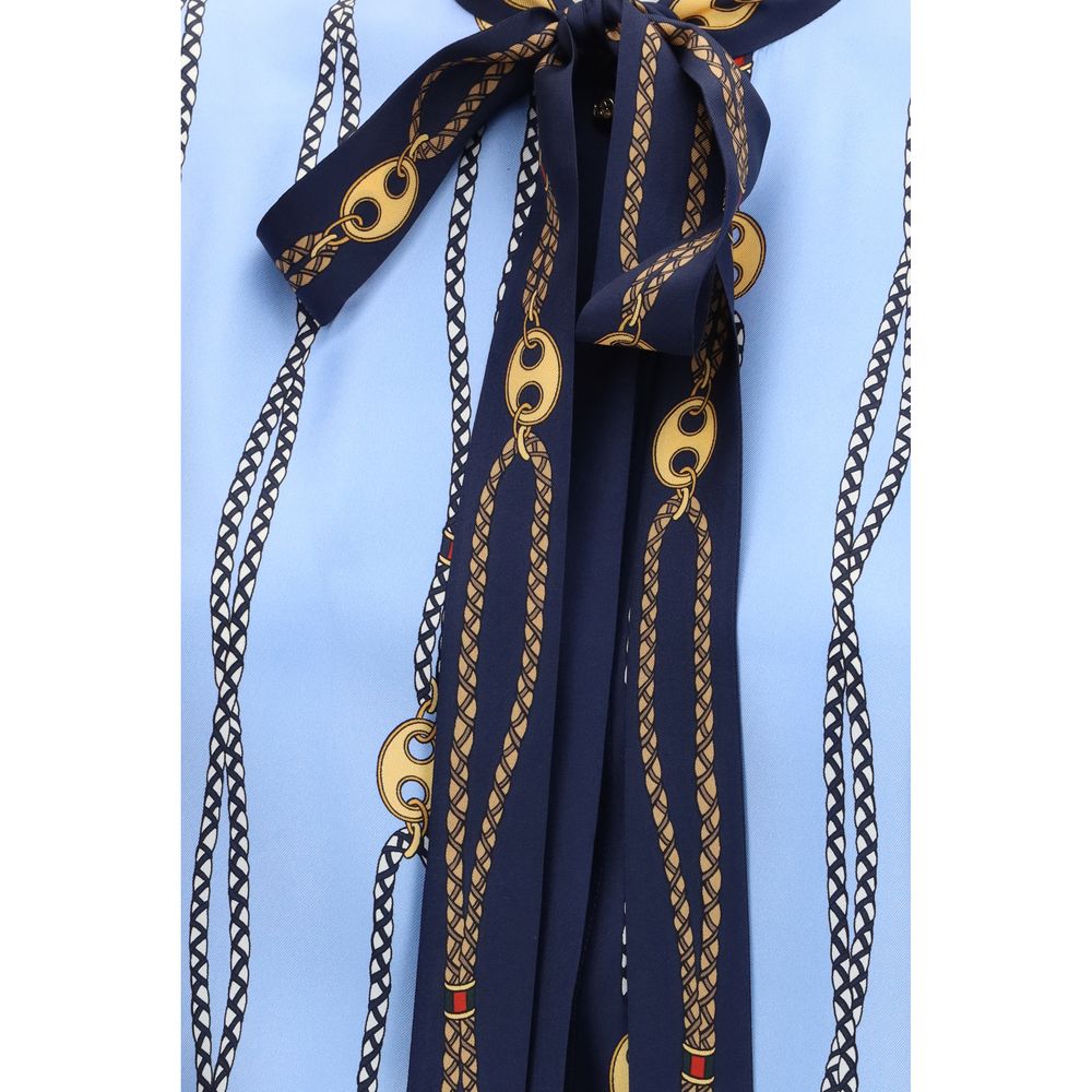 Gucci Blue Silk Pattern Shirt - immagine 3