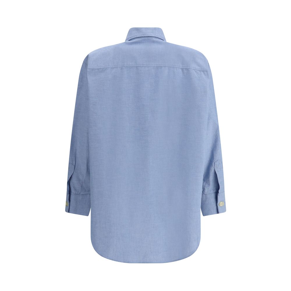 Deperlu Blue Cotton Shirt - immagine 2
