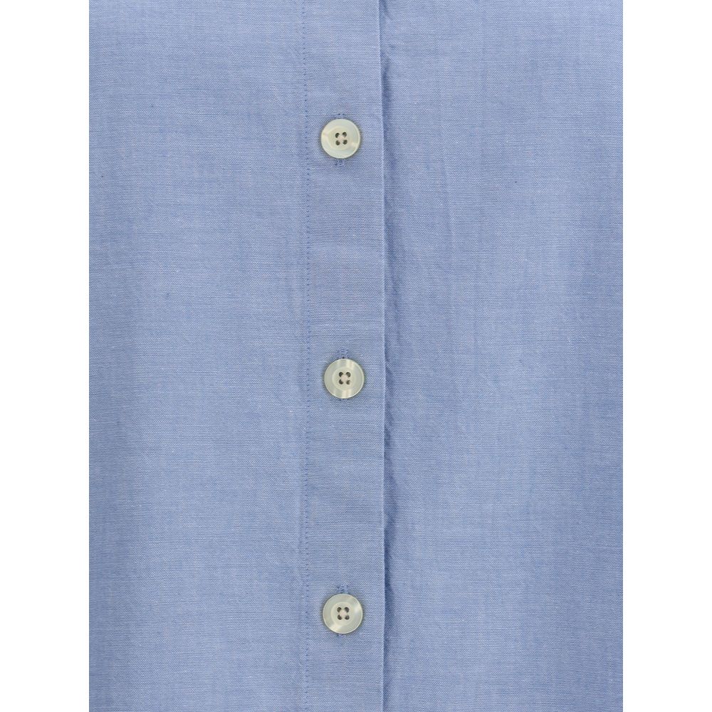 Deperlu Blue Cotton Shirt - immagine 3