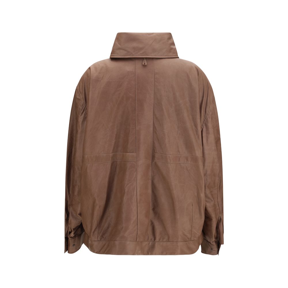 Calvin Klein Brown Lamb Ovis Aries Aries Leather Jacket - immagine 2