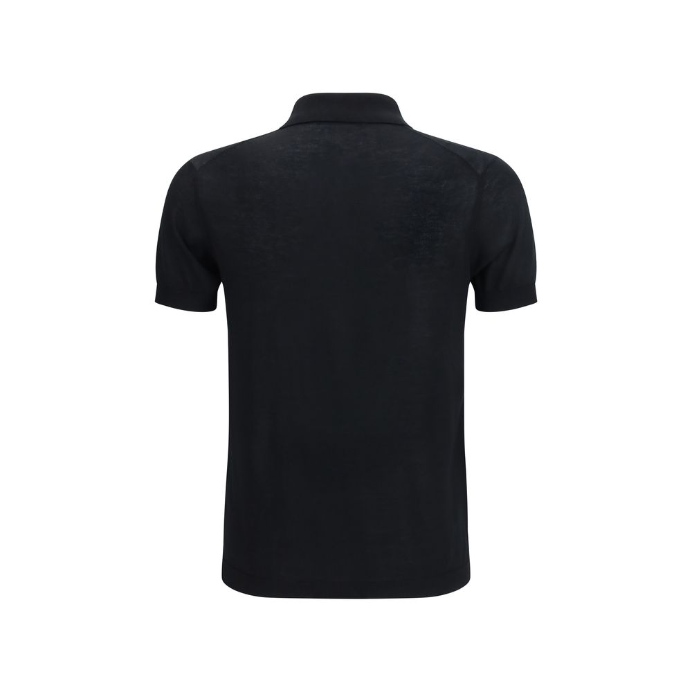Aragona Cashmere Black Cotton Polo Shirt - immagine 2