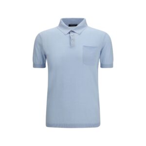 Aragona Cashmere Blue Cotton Polo Shirt