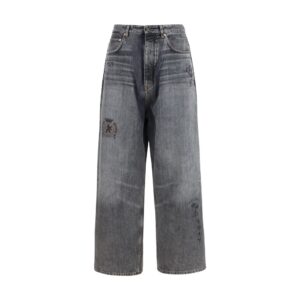 Balenciaga Gray Cotton Relaxed Fit Jeans
