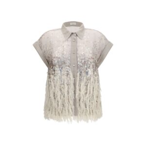 Brunello Cucinelli Beige Silk Shortsleeve Shirt