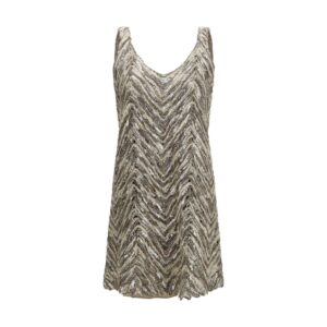 Brunello Cucinelli Beige Paper Cocktail Dress