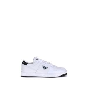 Prada White Calf Leather Bos Taurus Low Top Sneakers